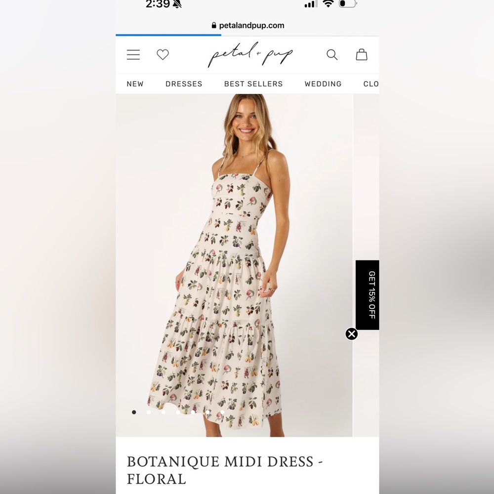 Drop waist white floral midi dress size size small
